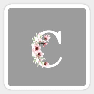 Letter C Monogram with Cherry Blossoms Sticker